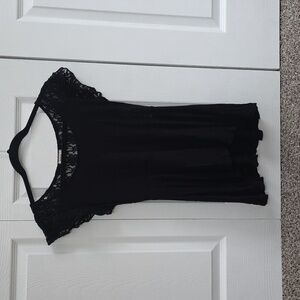 Black Lace Cap Sleeve Shirt